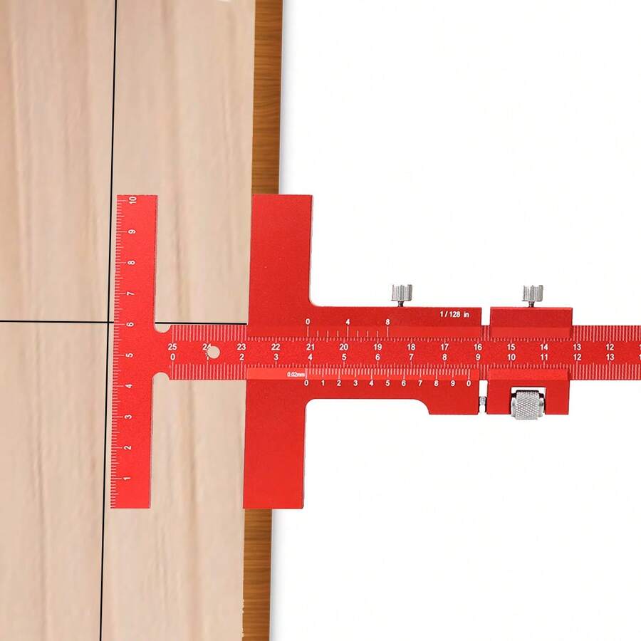 One Piece Red Precision Pocket Ruler T-Type Scribing Ruler - Red - View 1