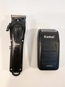Kemei品牌專業髮剪+電動剃刀2件/套,男性家用套裝km-1071電動修剪器usb可充電無線強力電動剃鬚刀 - 黑色 - 查看 3