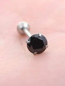 1個時尚朋克風格7mm圓形立方氧化鋯舌環1.6x16mm不銹鋼啞鈦棒身體穿刺珠寶 - 7mm圓鋯舌釘 - 查看 13