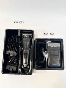 Kemei品牌專業髮剪+電動剃刀2件/套,男性家用套裝km-1071電動修剪器usb可充電無線強力電動剃鬚刀 - 黑色 - 查看 4