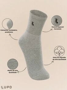 LUPO Kit com 3 Pares de Meias Cano Médio Feminino Lupo Sport em Algodão