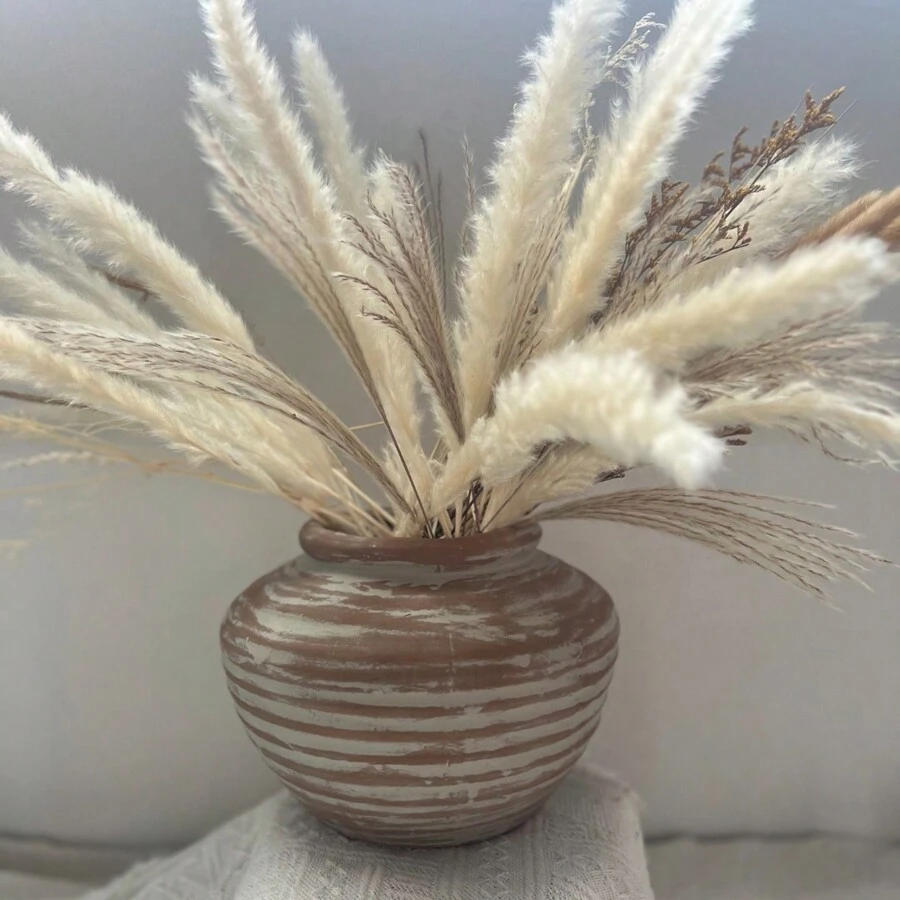 hanyial Florero Circular De Cerámica Rústico, Floreros Altos De Piso De ...