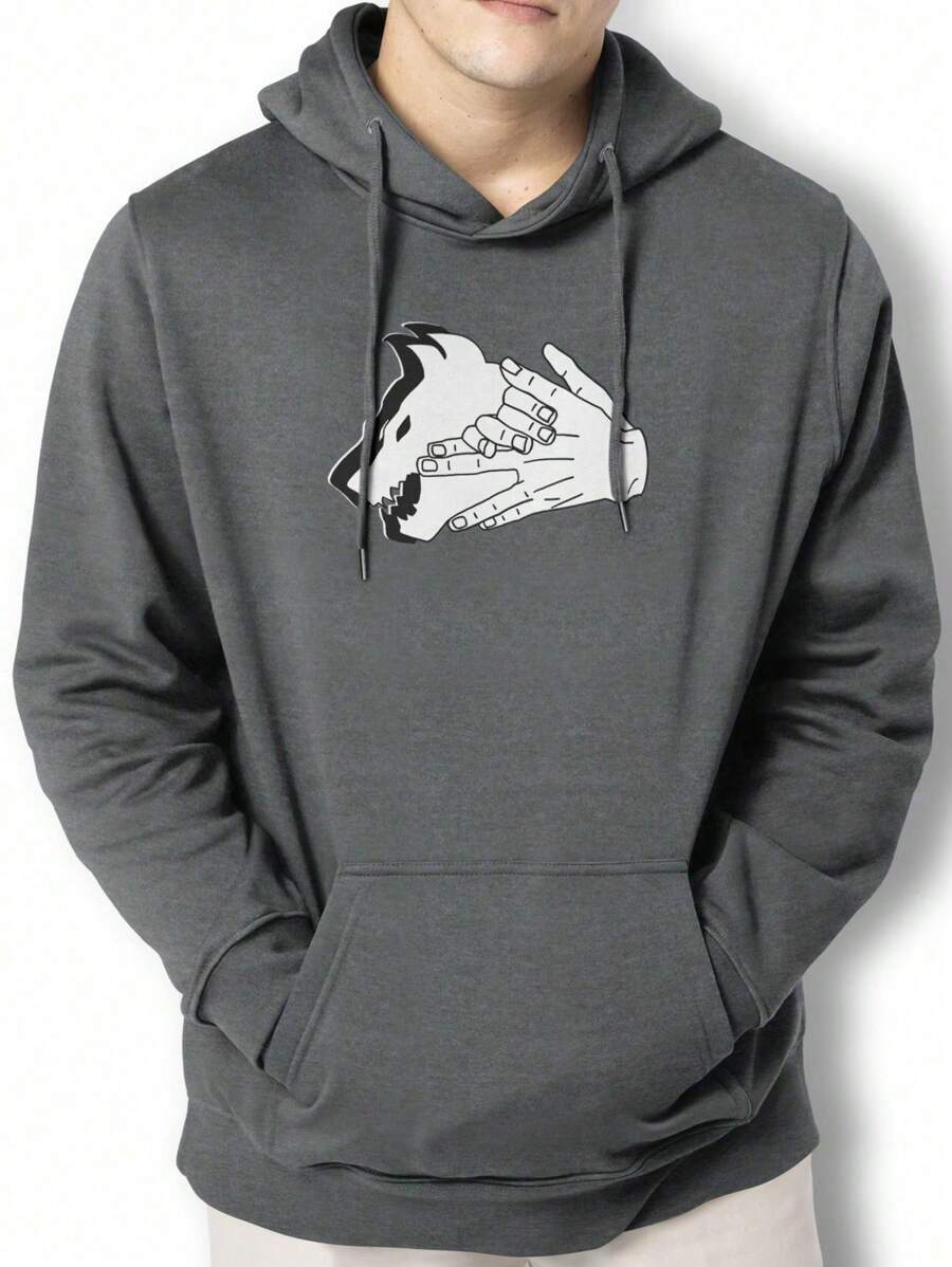 Men Hoodies - 深灰色 - 查看 1
