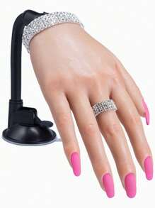 Veikmv 1 pièce Main gauche n°3 Fausse main d'entraînement pour ongles acryliques, mains en silicone pour la pratique, modèle de main factice pour la pratique des ongles, fournitures pour ongles, outils pour ongles, outils pour l'art des ongles, rentrée scolaire, ongles, outils pour les ongles à clipser