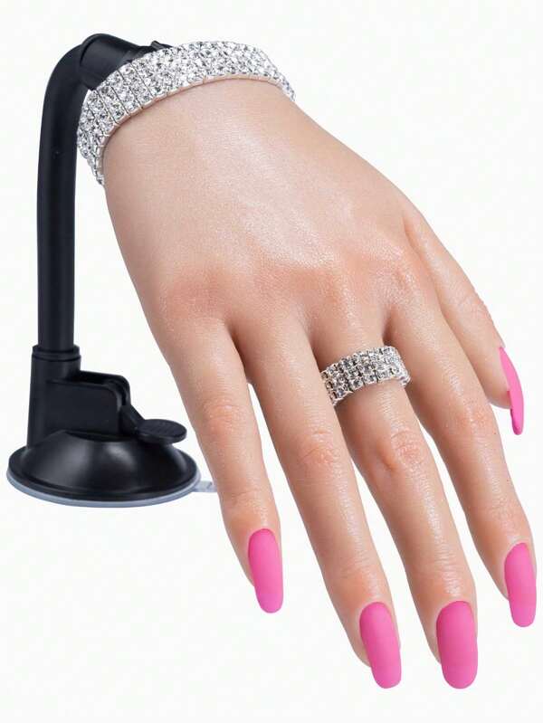 Veikmv 1 pièce Gauche Main #3 Ongle Formation Faux Main Pour Acrylique Ongles En Silicone Main Pratique Ongle Main Modèle Faux Main Pour Ongles Pratique