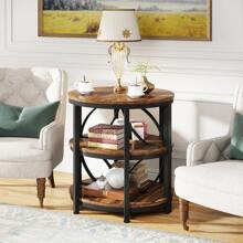 Tribesigns Half Round End Table, 3-Tier Narrow Side Table With Metal Frame, Half Circle Table, Half Moon Small Coffee Accent Table Bedside Table For Living Room, Bedroom, Rustic Brown Home Decor Furniture - Rustic Brown - View 5