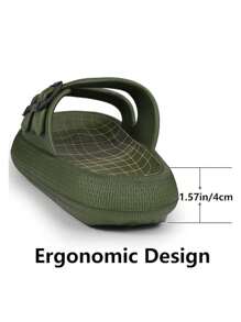 CHANCLAS DE MODA MUJER, SANDALIAS HOMBRE UNISEX EVA con Plataforma Gruesa Suela Antiderrapante PANTUNFLAS Unisex, Broche ajustable Secado rápido. - Verde Oliva - Ver 3