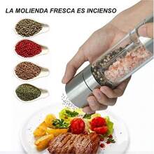 Moledor Molinillo Pimienta Sal 2 En 1 Manual Especiero - Plateado - Ver 2