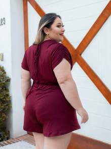 Plus Size Jumpsuits - Burgundy - View 2