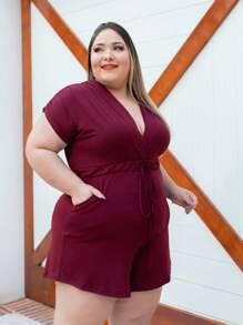 Plus Size Jumpsuits - Burgundy - View 1