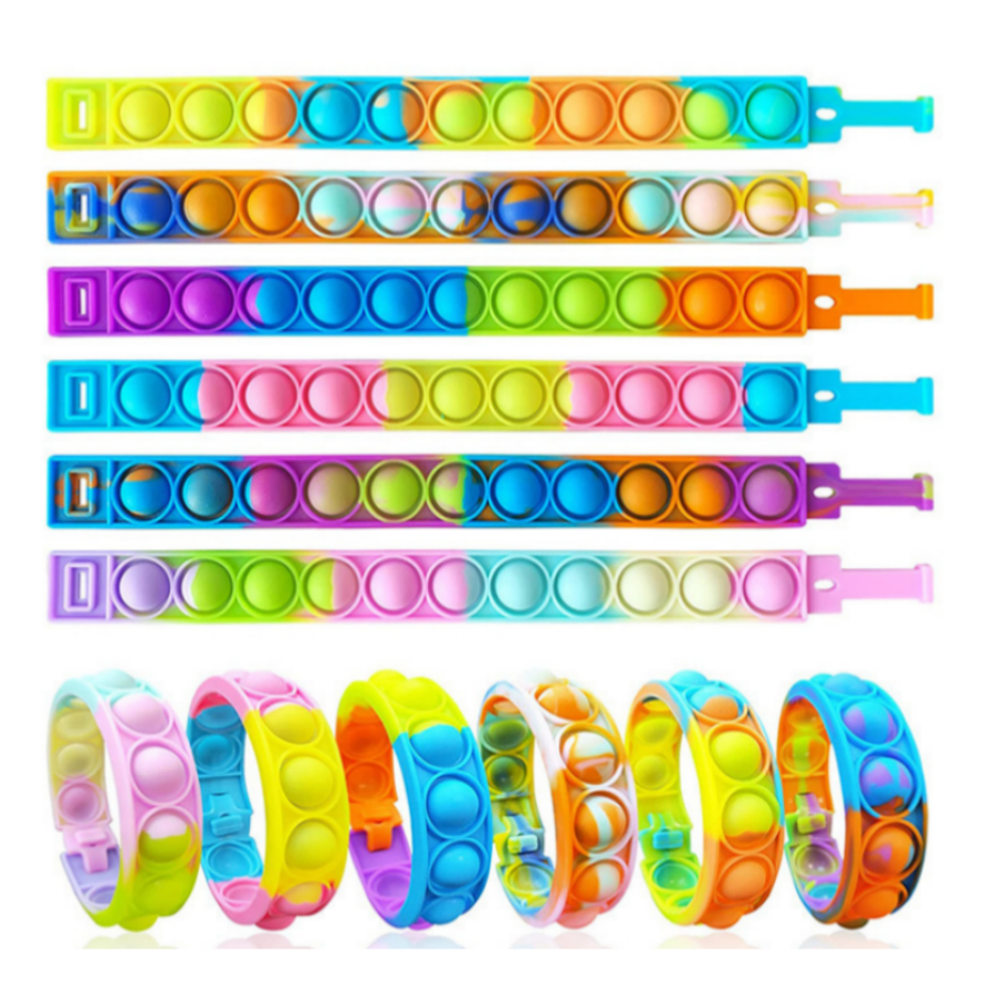 Pack De 4 Pulseras Sensoriales Elásticas – Juguetes Fidget De Silicona Para Aliviar Estrés Y Mejorar La Concentración