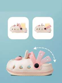 1pair Boys' And Girls' Cartoon Eva Slip-On Two Wearing Design Cute Flat Sandals For Spring And Summer - White - View 7