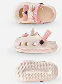 1pair Boys' And Girls' Cartoon Eva Slip-On Two Wearing Design Cute Flat Sandals For Spring And Summer - White - View 6