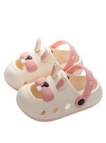 1pair Boys' And Girls' Cartoon Eva Slip-On Two Wearing Design Cute Flat Sandals For Spring And Summer - White - View 2