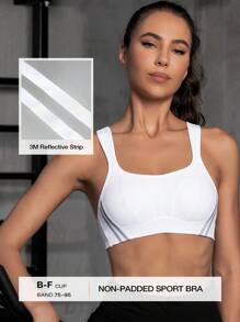 WINGSLOVE 反光条纹运动文胸 高强度加厚无钢圈 - 白色 - 查看 1