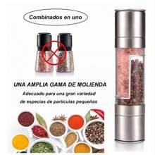 Moledor Molinillo Pimienta Sal 2 En 1 Manual Especiero - Plateado - Ver 10