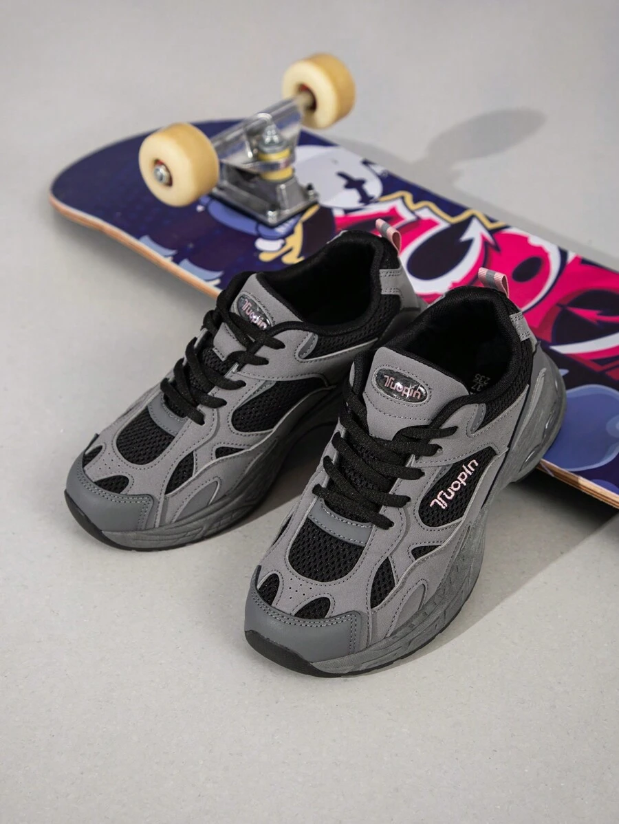 2024春季新款情侶厚底粗跟運動鞋,情侶戶外登山鞋 - 黑色 - 查看 1