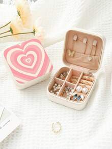 1 Pc Mini Travel Pu Leather Jewelry Storage Box - Pink - View 5