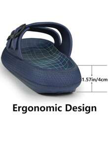WOMEN'S FASHION FLIP FLOPS, MEN'S UNISEX EVA SANDALS With Thick Platform Non-Slip Sole Unisex SLIPPER, Adjustable Clasp Quick Drying. - Navy Blue - View 4