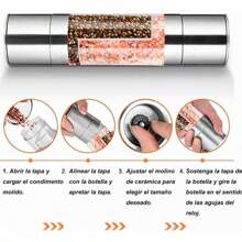 Moledor Molinillo Pimienta Sal 2 En 1 Manual Especiero - Plateado - Ver 9