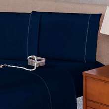 Sheet Sets With Pillowcases - Màu xanh hải quân - Xem 3