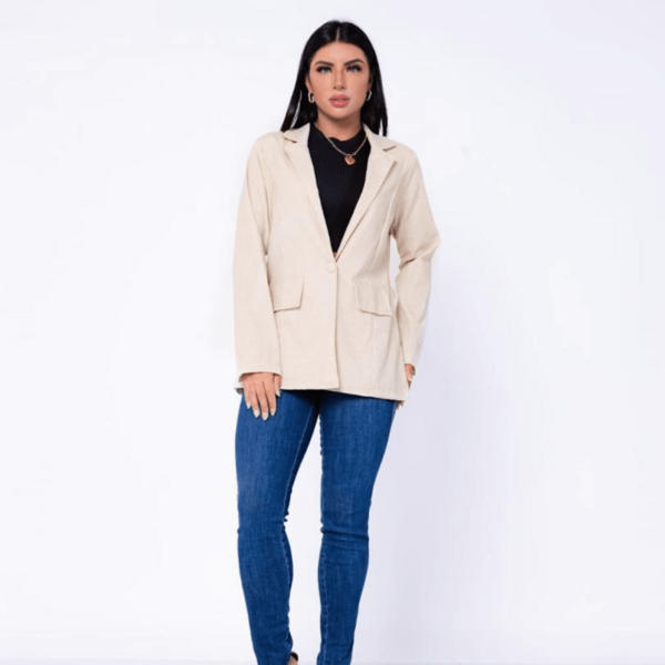 Blazer Feminino com Bolsos e Botão Premium