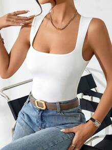 Tank Top Blouse With Thick Back Racerback Style - 白色 - 查看 4