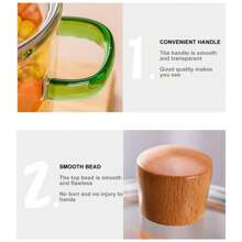 High Borosilicate Glass Simmer Pot Dust-Proof Ergonomic With Handle Design For Use On Open Flames And Gas Stovetops (1500ml) Camping - Green - View 3