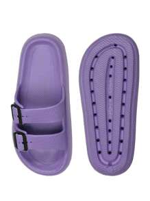 WOMEN'S FASHION FLIP FLOPS, MEN'S UNISEX EVA SANDALS With Thick Platform Non-Slip Sole Unisex SLIPPER, Adjustable Clasp Quick Drying. - Purple - View 2