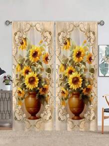 2 buc. Perdele pentru fereastră imprimată peisaj de toamnă, consultați dormitor, birou, bucătărie, sufragerie, studiu, decor acasă