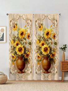 2 buc. Perdele pentru fereastră imprimată peisaj de toamnă, consultați dormitor, birou, bucătărie, sufragerie, studiu, decor acasă