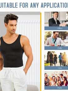 1 Bộ Body Định Hình Cơ Thể Chất Liệu Nylon Liền Mạch Cho Nam Cho Bốn Mùa, Thích Hợp Cho Thể Thao Ngoài Trời - màu đen - Xem 5