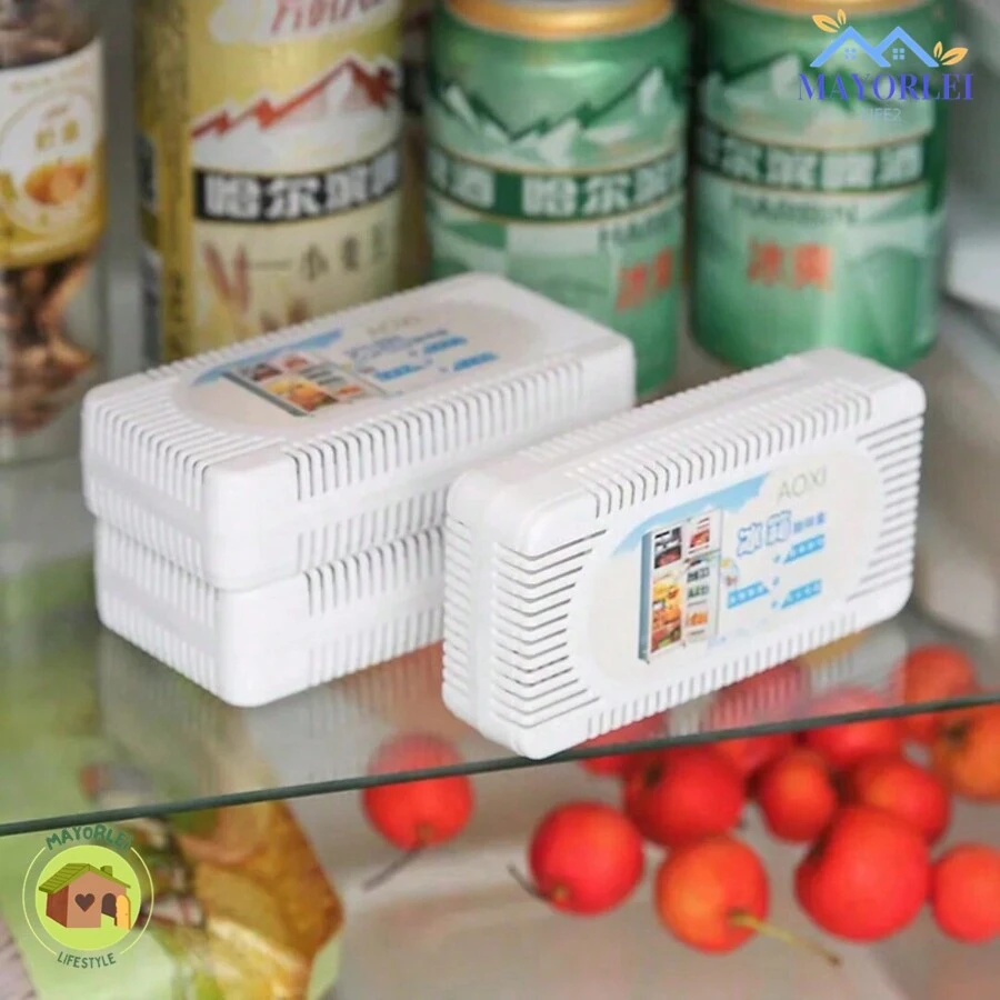 Desodorante para refrigerador, purificador de aire para el hogar, caja de carbón activado de bambú, eliminador de olores a prueba de moho,W-BB-156 - Blanco - Ver 1