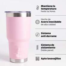 Termos para Agua - Termo Tumbler Rosa Claro | Vaso Termico 30oz - 900ml | Vasos de Acero Inoxidable - Termos para Cafe - Mantiene la Temperatura | Regalos Para Mujer - Regalos para Hombre - Rosa - Ver 2