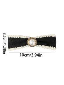 1pc Vintage Butterfly Faux Pearl Decorated Hair Clip - Elegant Feeling Hairpin For Nape Of Neck Valentine's Day Valentines,Hair Accessories,Hair Barrettes - Black and White - View 2
