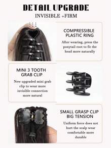 女性專用合成材料爪夾馬尾髮束延伸,略微竪起的馬尾髮型髮片