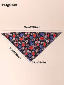 1pc Cute Ditsy Floral Puppy/Small Dog Triangle Bandana, Pet Accessories - View 2