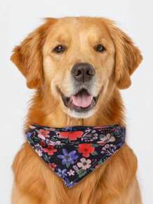 1pc Cute Ditsy Floral Puppy/Small Dog Triangle Bandana, Pet Accessories - View 3