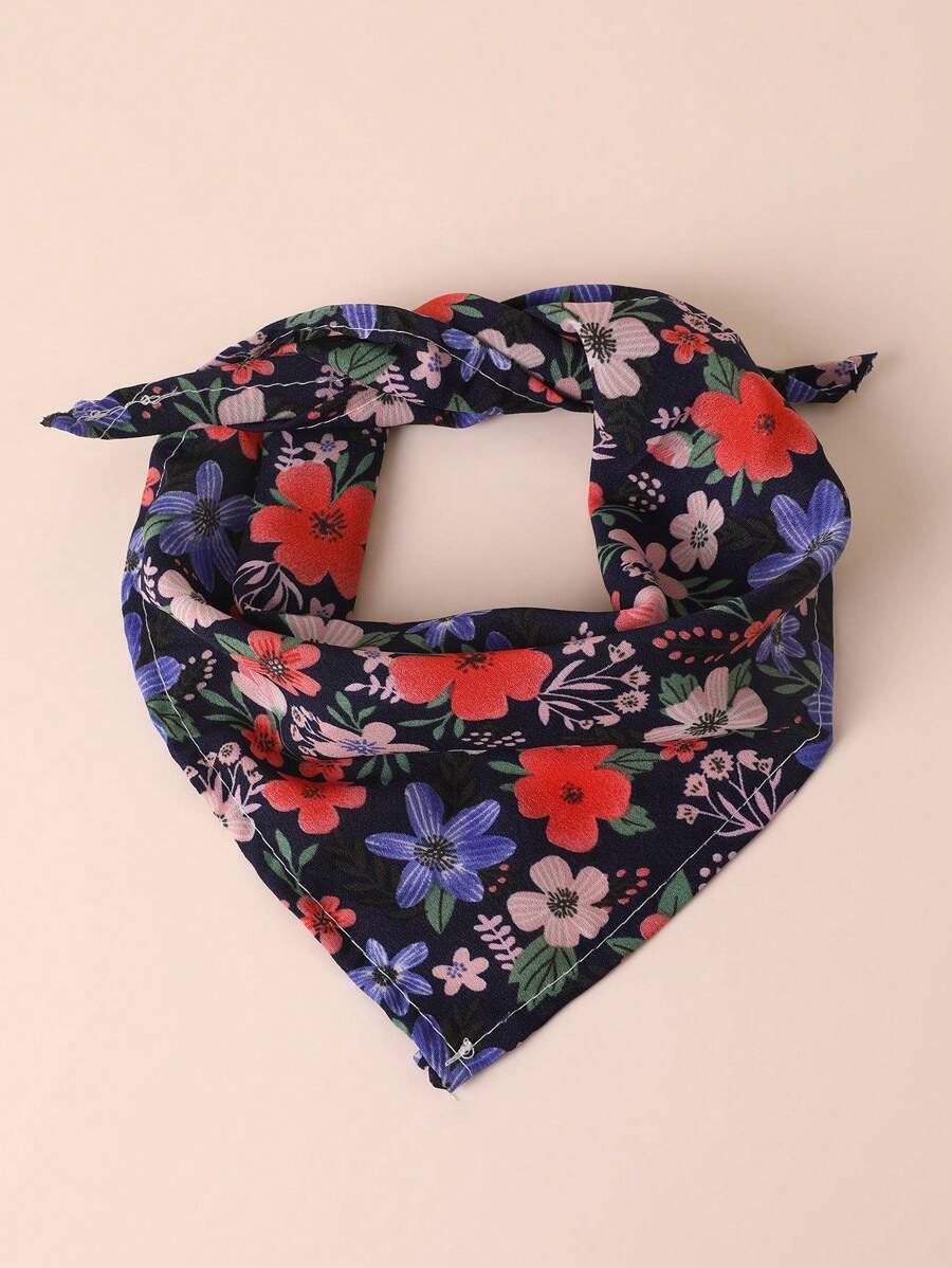 1pc Cute Ditsy Floral Puppy/Small Dog Triangle Bandana, Pet Accessories - View 1