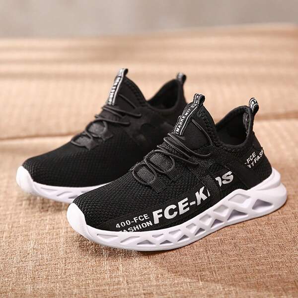 Boys' Spring New Mesh Breathable Casual Sports Shoes, Middle & Children, Students, Leisure Sneakers, Knitted Alphabet Random, Boys Summer
