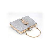 Gritte Women's Hard Shell Clutch Bag With Rhinestone Bow Knot For Evening Party,  Party, Qipao - Silver - View 8