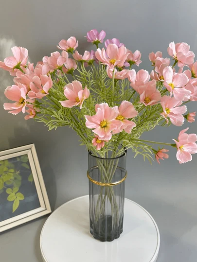 1PCS/2PCS/3PCS 人造花欧式雏菊花束，5 头，适用于婚礼装饰、情人节装饰、生日装饰、周年纪念装饰、家居装饰、桌面装饰、卧室和浴室装饰、书桌装饰、房间装饰用品、秋季装饰、秋季装饰、桌面装饰、花盆装饰