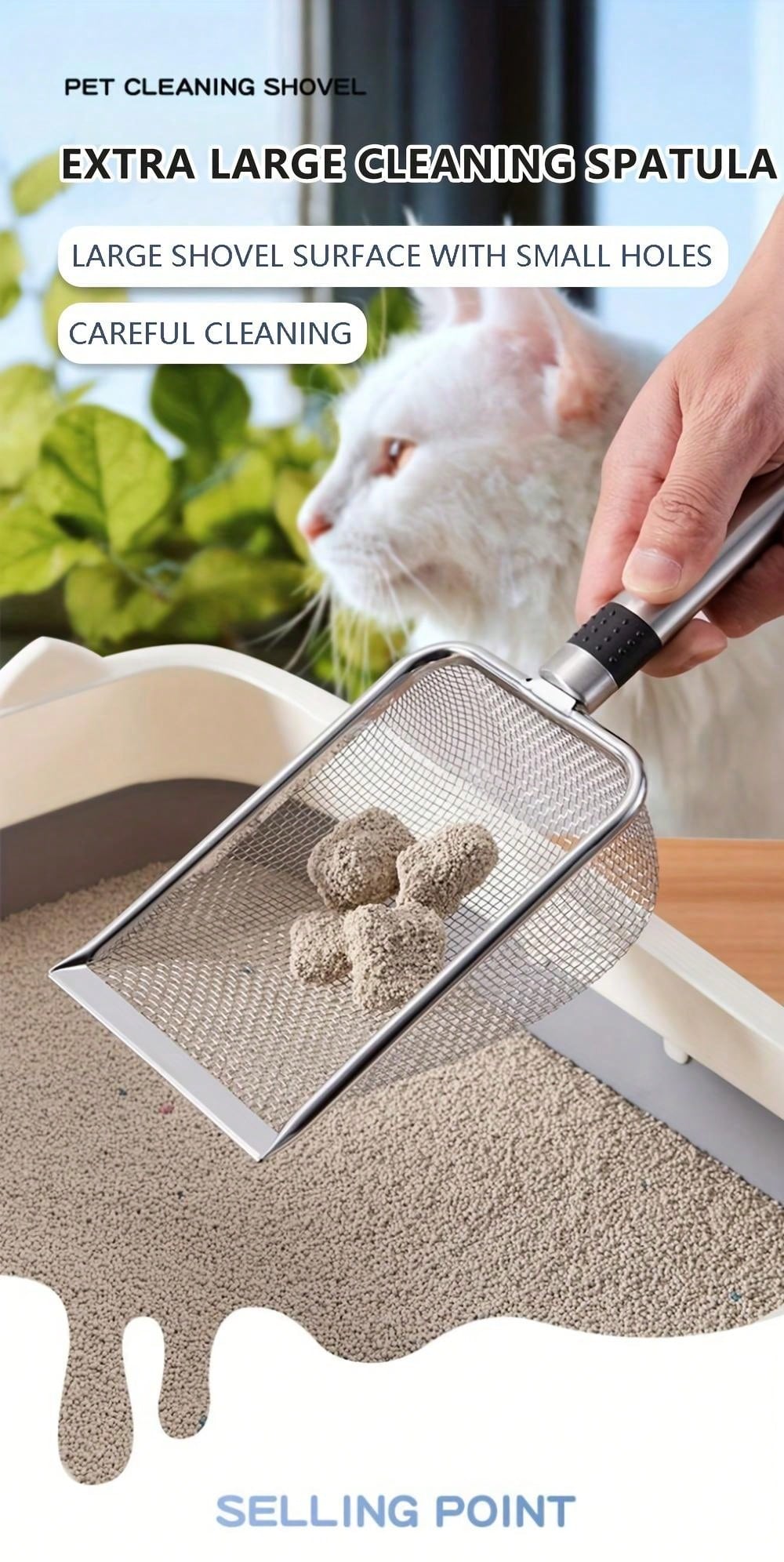 Cat Litter Scoop Fine Mesh Stainless Steel Cat Litter Cleaner, Easy