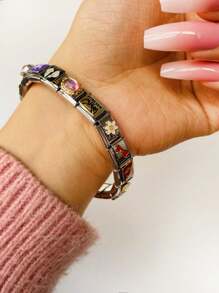 2024顆頂級時尚9mm寬不銹鋼珠帶1隻天使翅膀和心形吊飾,學習英語diy意大利魅力手鍊珠寶製作用品 - 彩色 - 查看 4