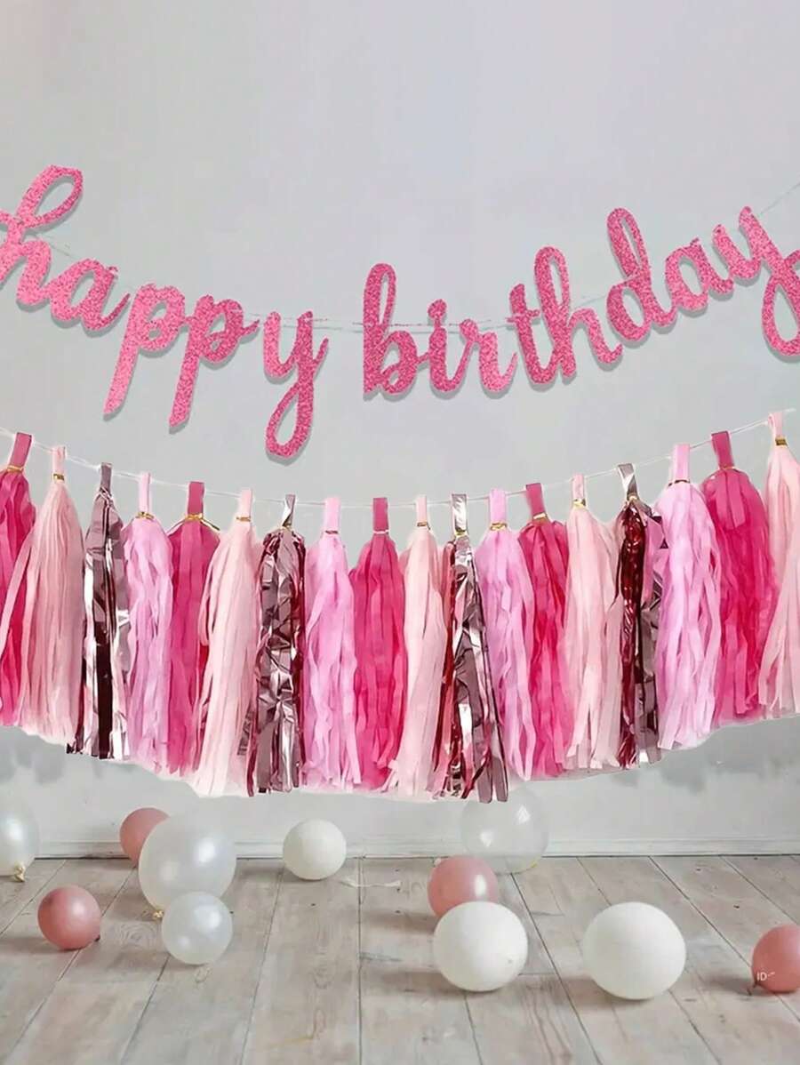 20pcs Party Deco Paper Tassel Garland, Birthday & Wedding & Gender