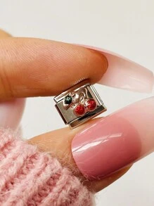 2024顆頂級時尚9mm寬不銹鋼珠帶1隻天使翅膀和心形吊飾,學習英語diy意大利魅力手鍊珠寶製作用品 - 彩色 - 查看 25