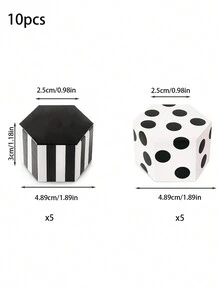 10 Hộp Quà Lục Giác Mini Có Giấy Vàng, Họa Tiết Hoạt Hình Dễ Thương, Bao Bì Kẹo Socola Tinh Tế Cho Tiệc Cưới Ủng Hộ - Đen và trắng - Xem 5