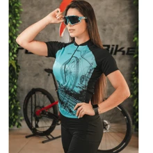 Women Cycling Jersey - Blue - View 4