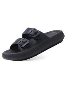 WOMEN'S FASHION FLIP FLOPS, MEN'S UNISEX EVA SANDALS With Thick Platform Non-Slip Sole Unisex SLIPPER, Adjustable Clasp Quick Drying. - Black - View 1