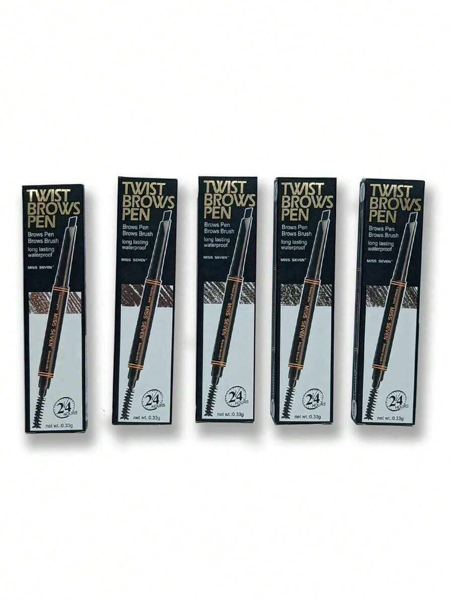 5PCS Double-Ended Eyebrow Pencil, Waterproof, No Color Fading, Long-Lasting, Smudge-Proof, Improve The Fluidity Of Eyebrow Hair, One End Eyebrow Pencil And One End Eyebrow Brush Extreme For Drawing Eyebrows